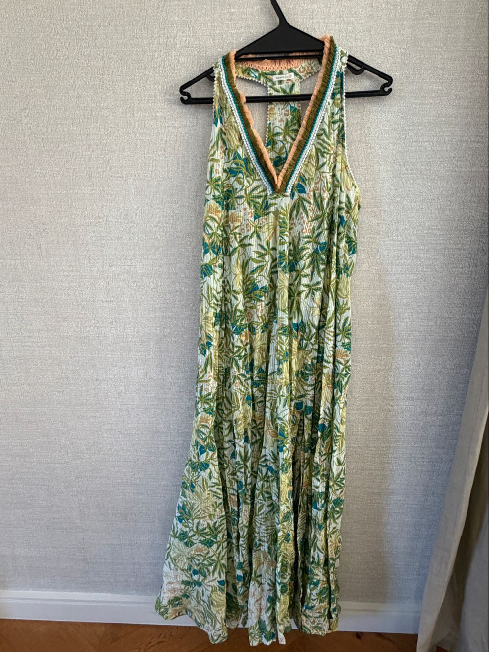 Poupette St Barth Green Tropical Print Maxi Dress