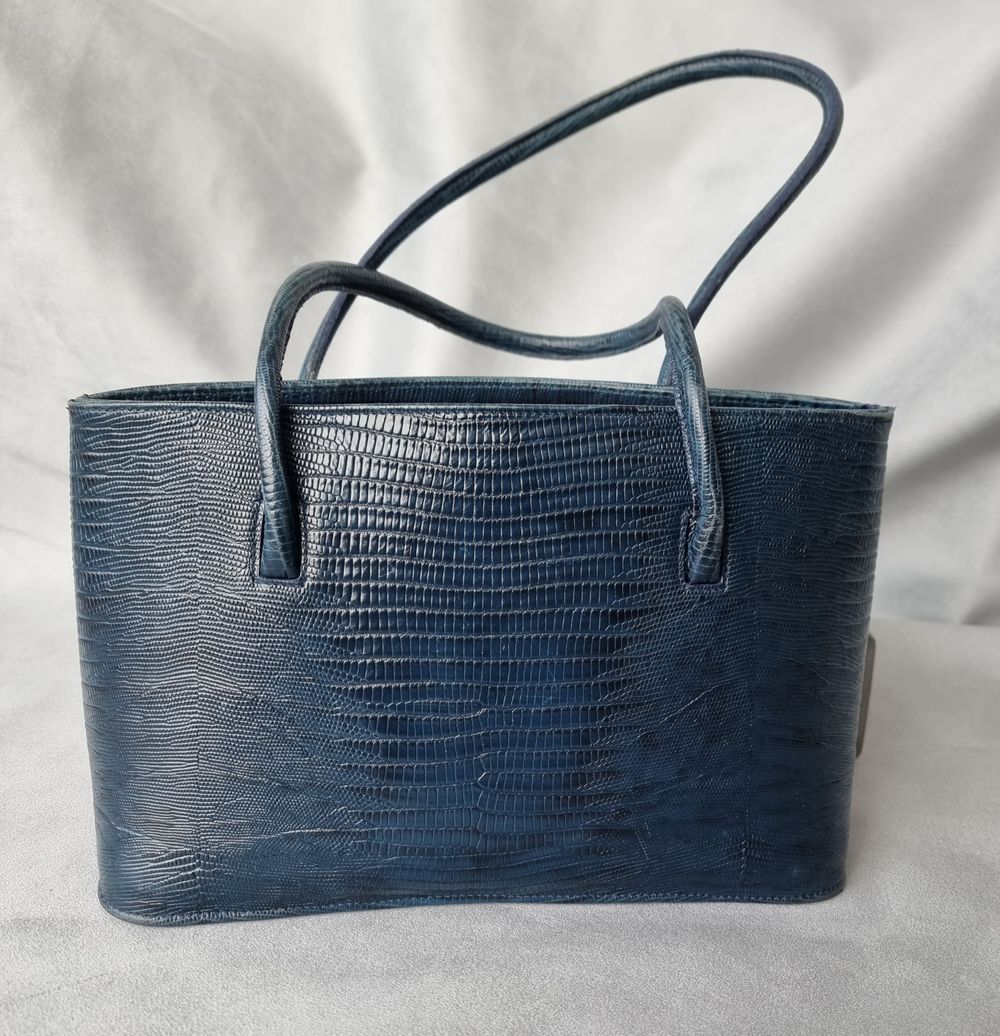 Minnie Cooper Blue Croc Embossed Tote