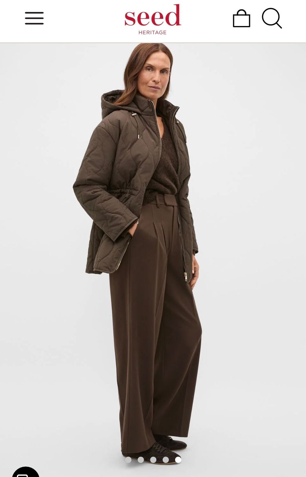 NWT Seed Heritage Chocolate Brown Quilted Hooded Jacket