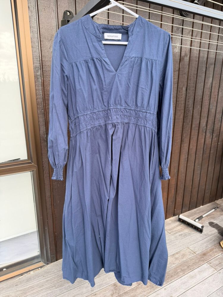 Serafina Blue Long Sleeve Dress