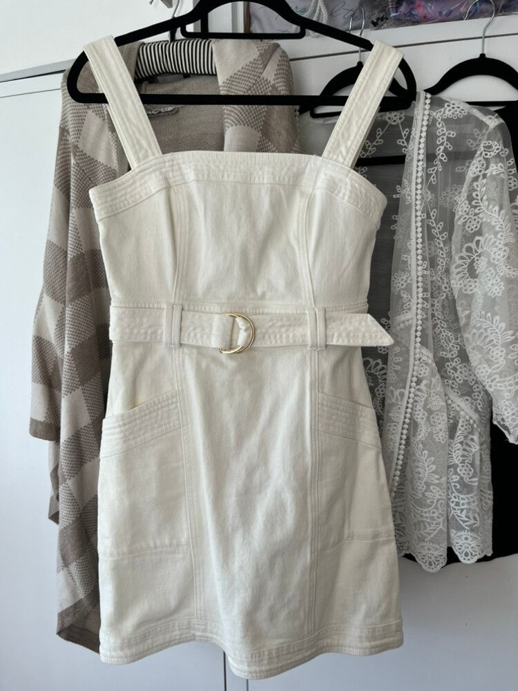 jigsaw denim dress Chambray Zip Front Midi Color:Beige + Milky scarf extended_sizing Proper Cloth Men's Albiate
