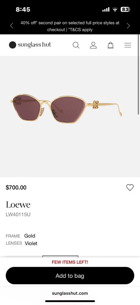 Loewe Cat Eye Glasses Current Season