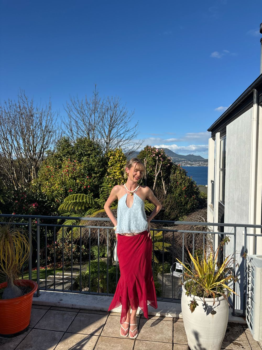 Red chiffon Maxi Skirt