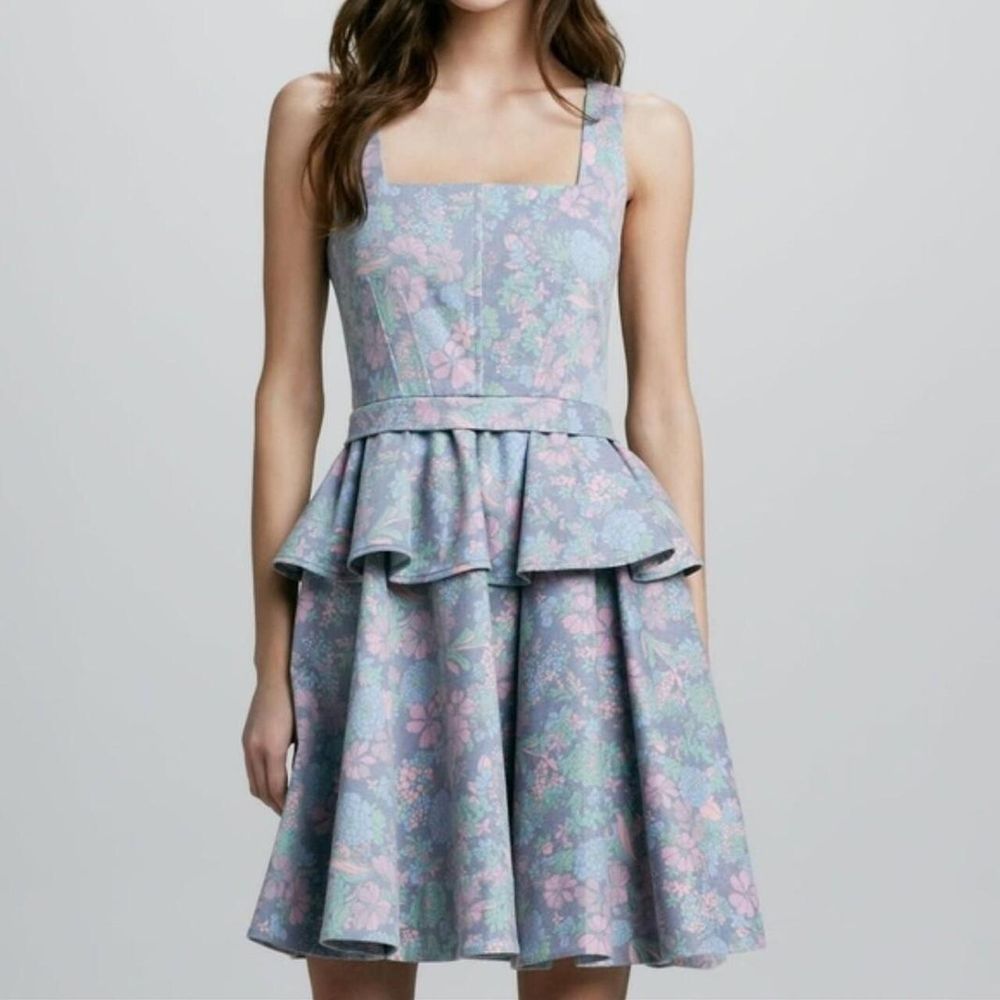 Floral Denim Peplum Dress