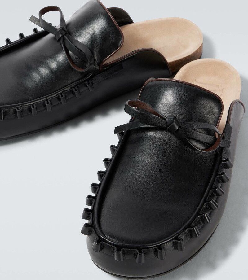 Ruffled Leather Mules