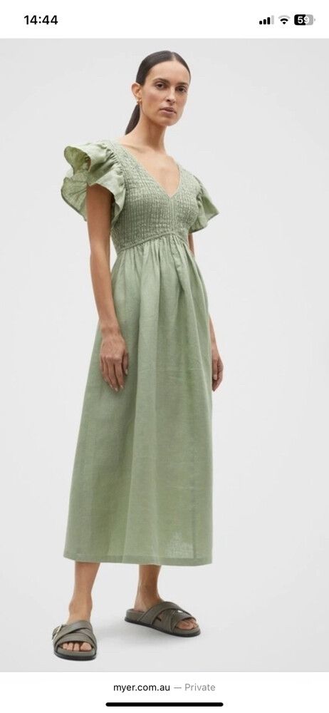 Seed Heritage - Green Linen Dress - Super Flattering on Designer Wardrobe