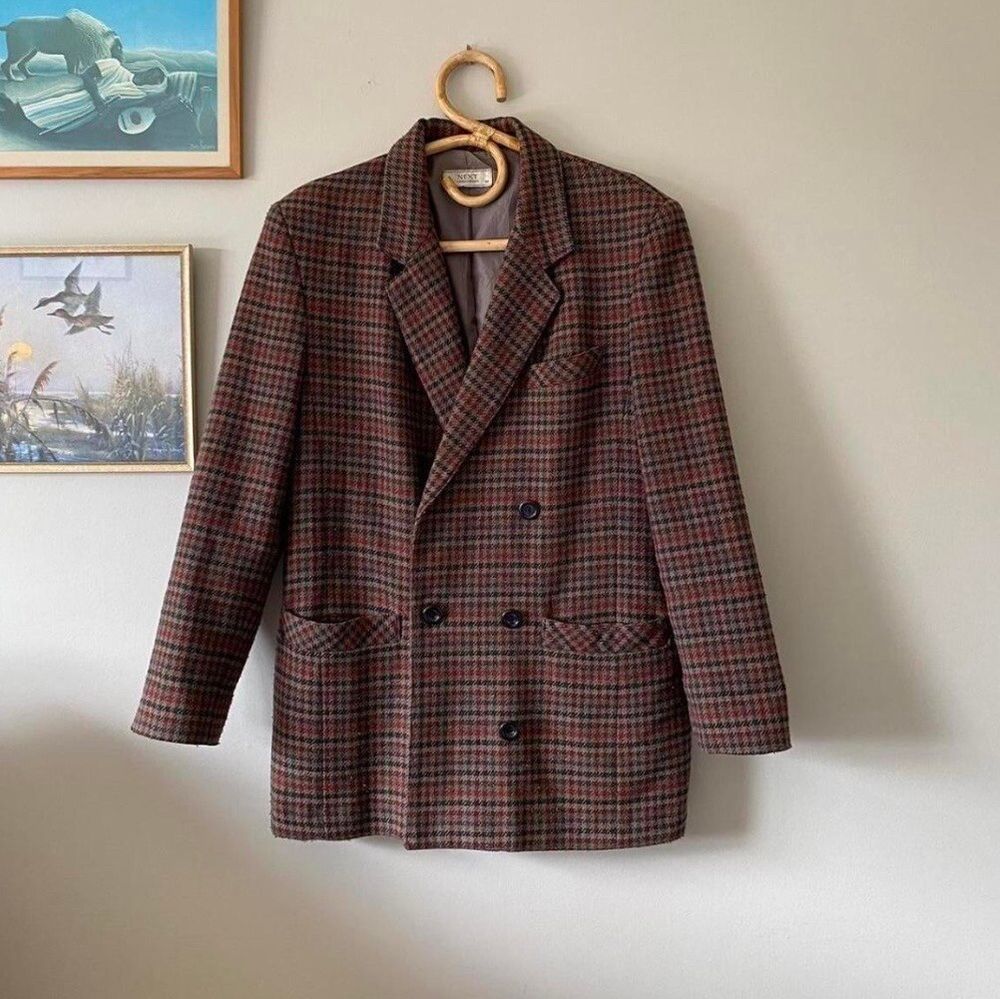 NEXT houndstooth brown/red blazer