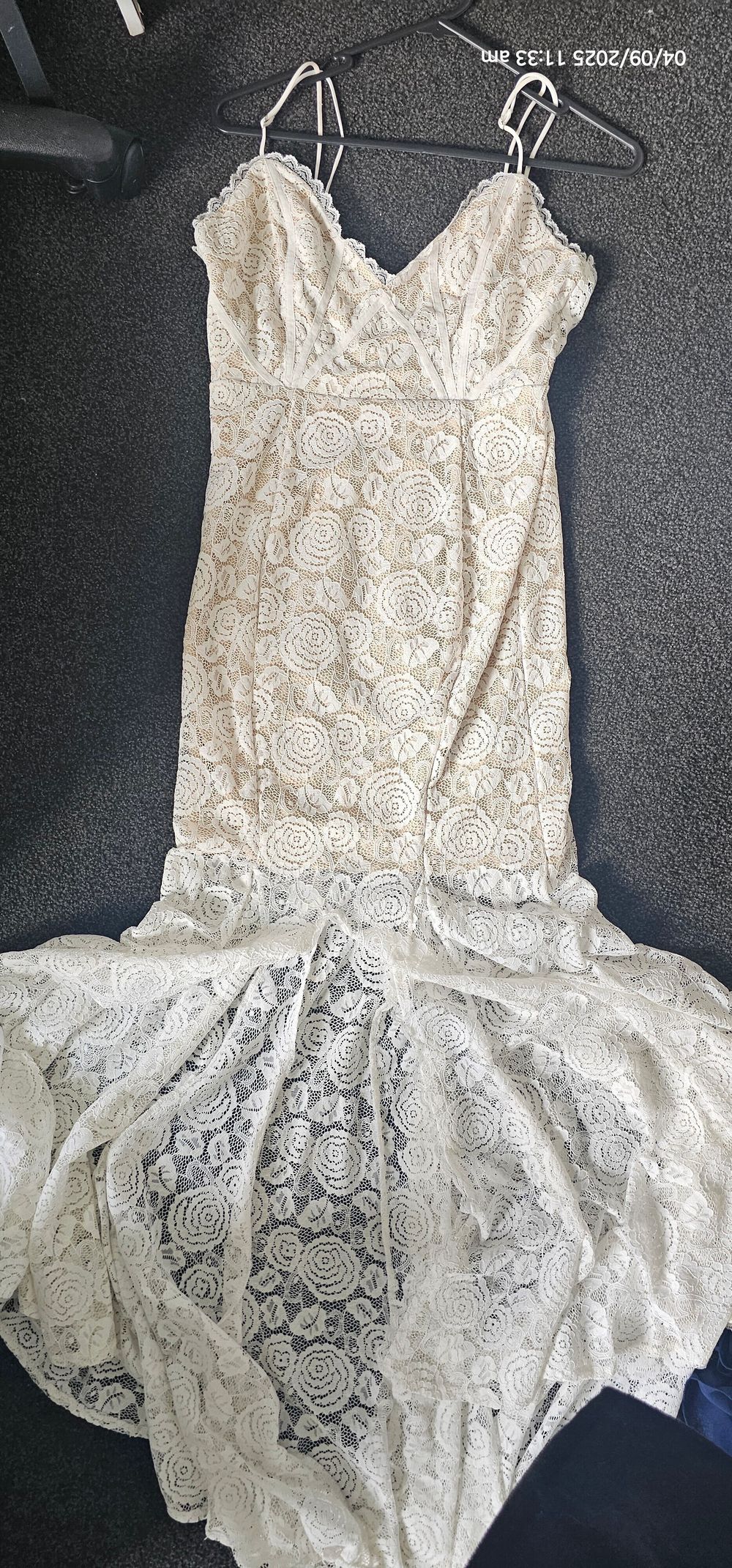 sheer lace maternity dress Embroidery Floral Sheer Lace Dress Maternity/ Non Maternity Photo Shoot Dress Adjustable Waist YW231061 main image 0