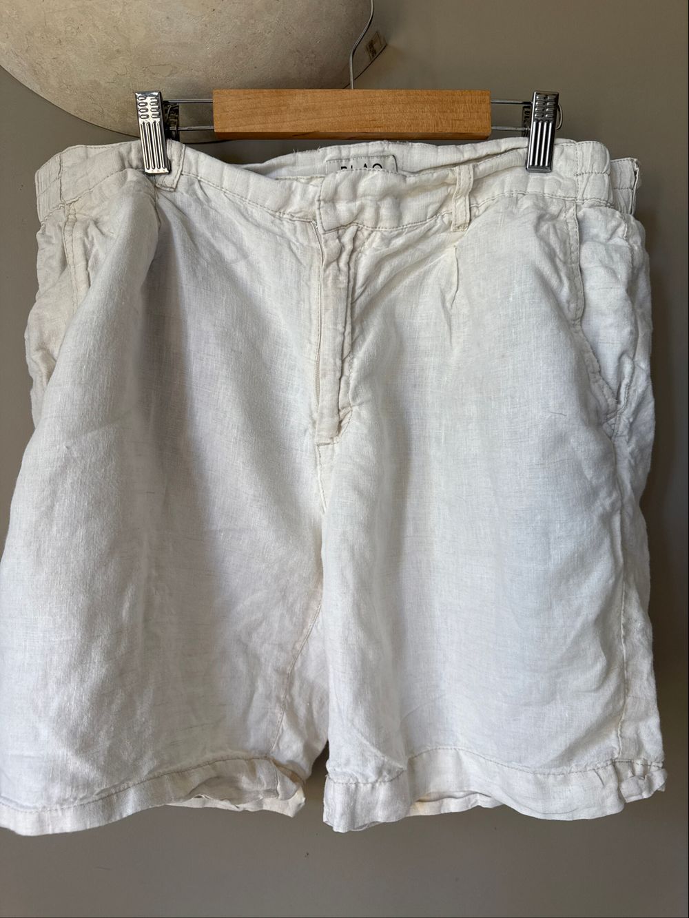 100% cream linen shorts
