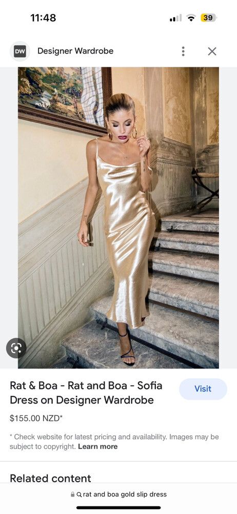 rat and boa gold slip dress Rat and Boa Olympia Gown main image 1