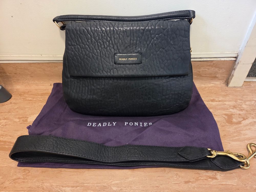 Deadly Ponies Mr Caiman Black Shoulder Bag