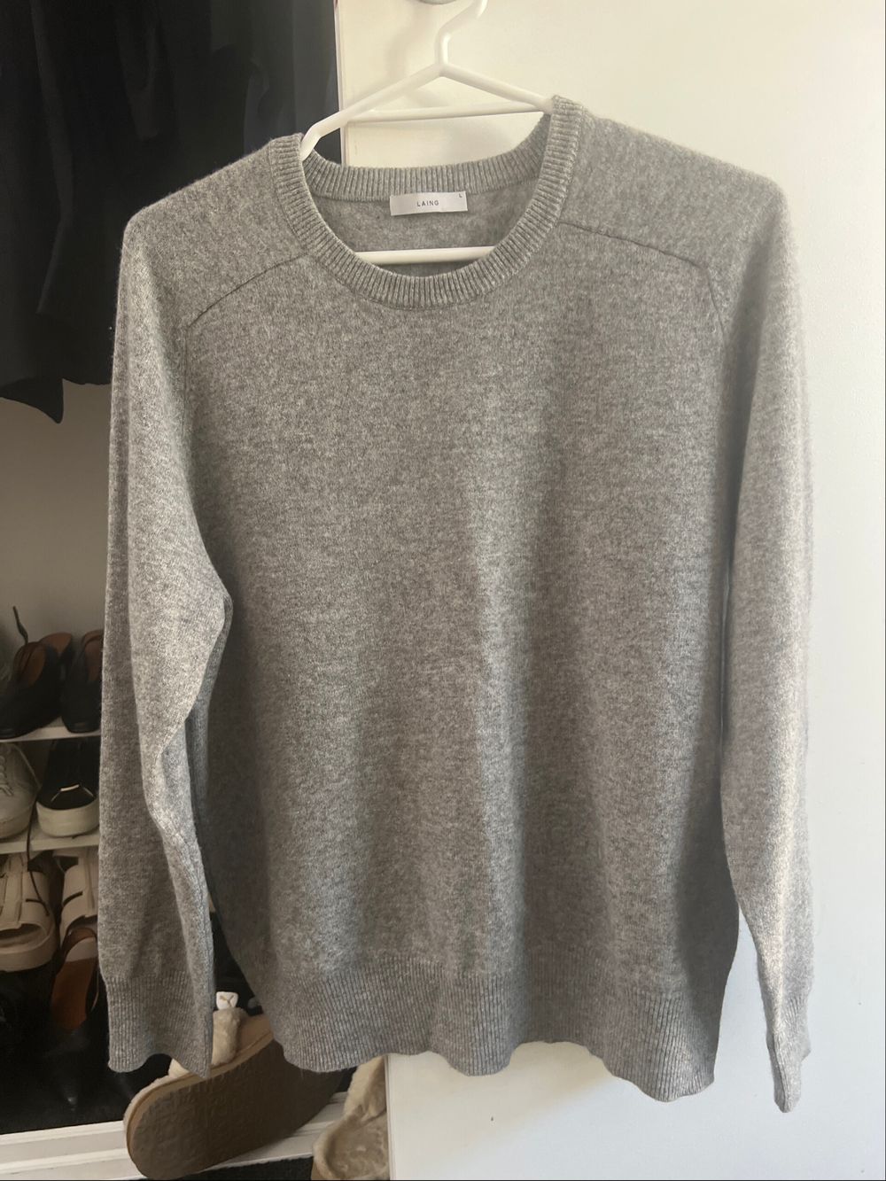 Laing 100% Grey Cashmere Crew Jumper