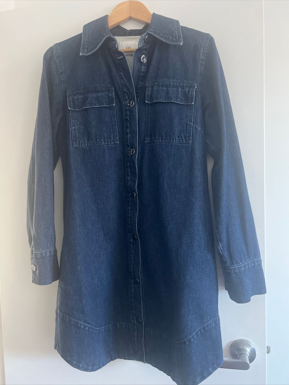 white christmas dresses Sugar Thrillz Flared Denim Mini Dress