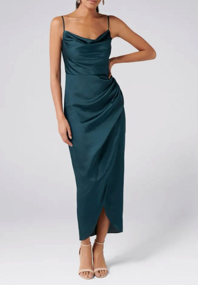 green emerald velvet dress Alina Gathered Cut Out Dress Green main image 1