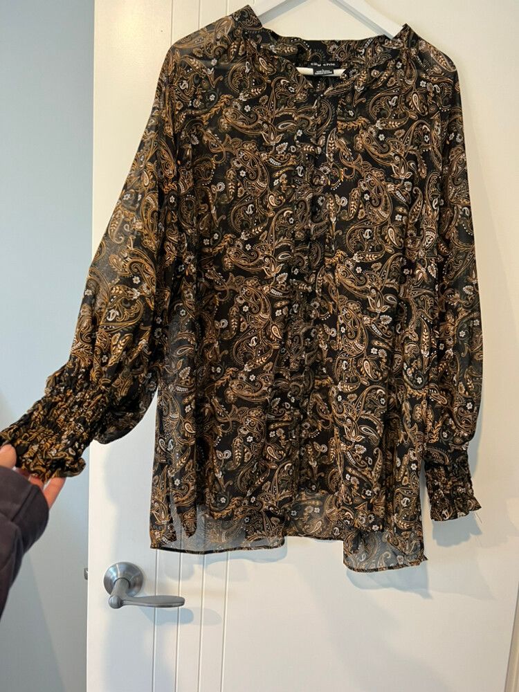Patterned Puff Sleeve Shirt