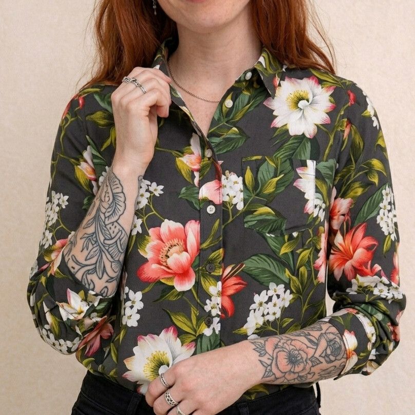 Levi's Black Floral Long Sleeve Shirt Silk