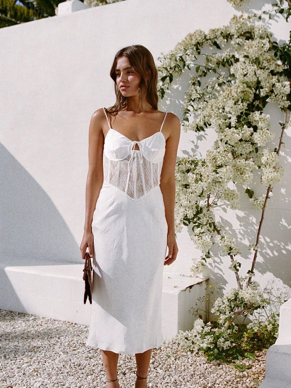 Sabo Skirt White lace midi dress