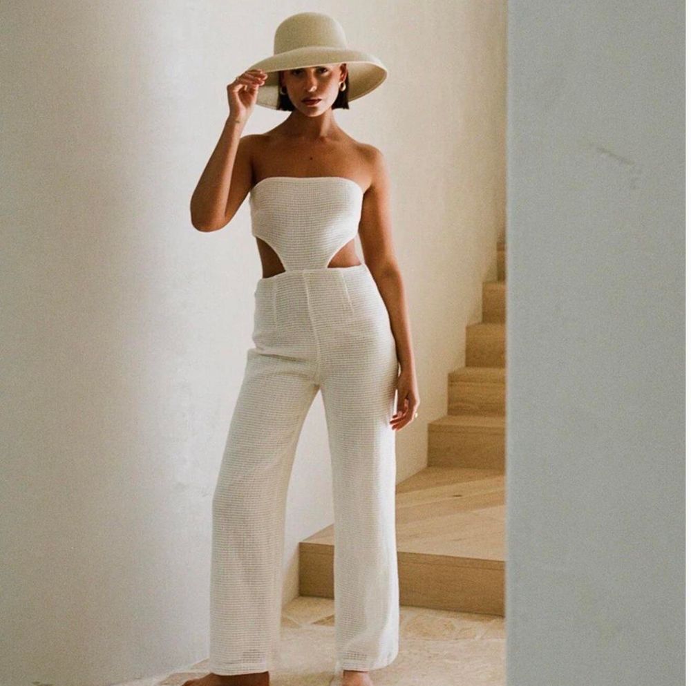 Sabo  White strapless jumpsuit cut out XS