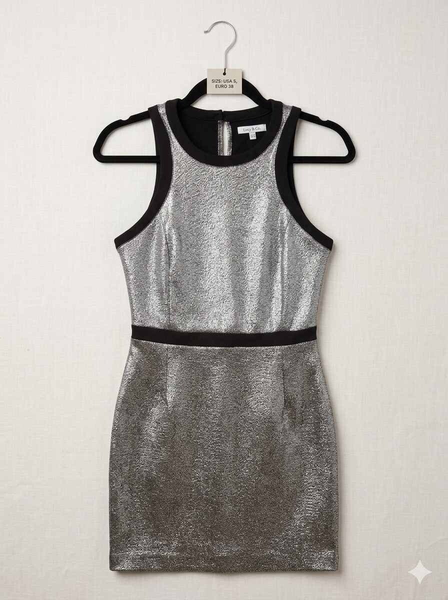 Lucy & Co Silver Metallic Mini Dress