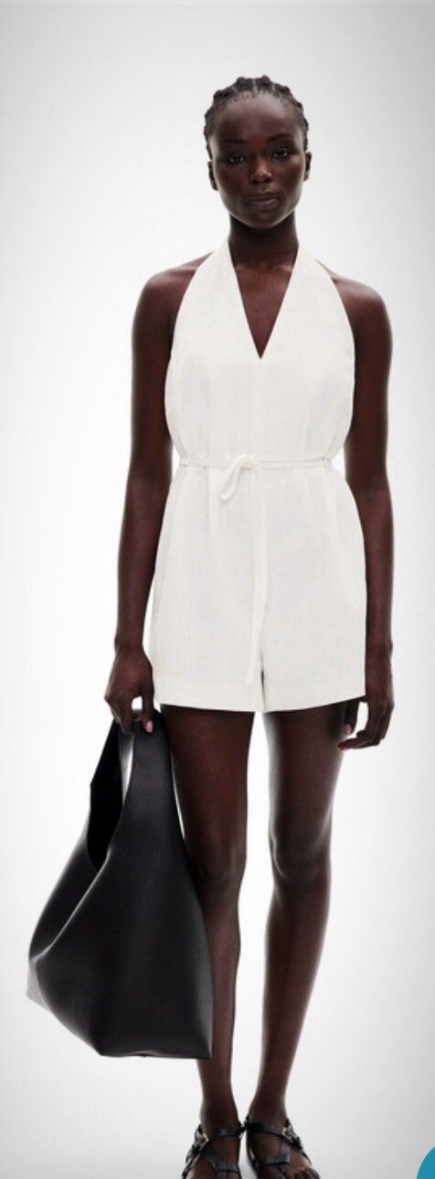 Witchery White Linen Halter Playsuit