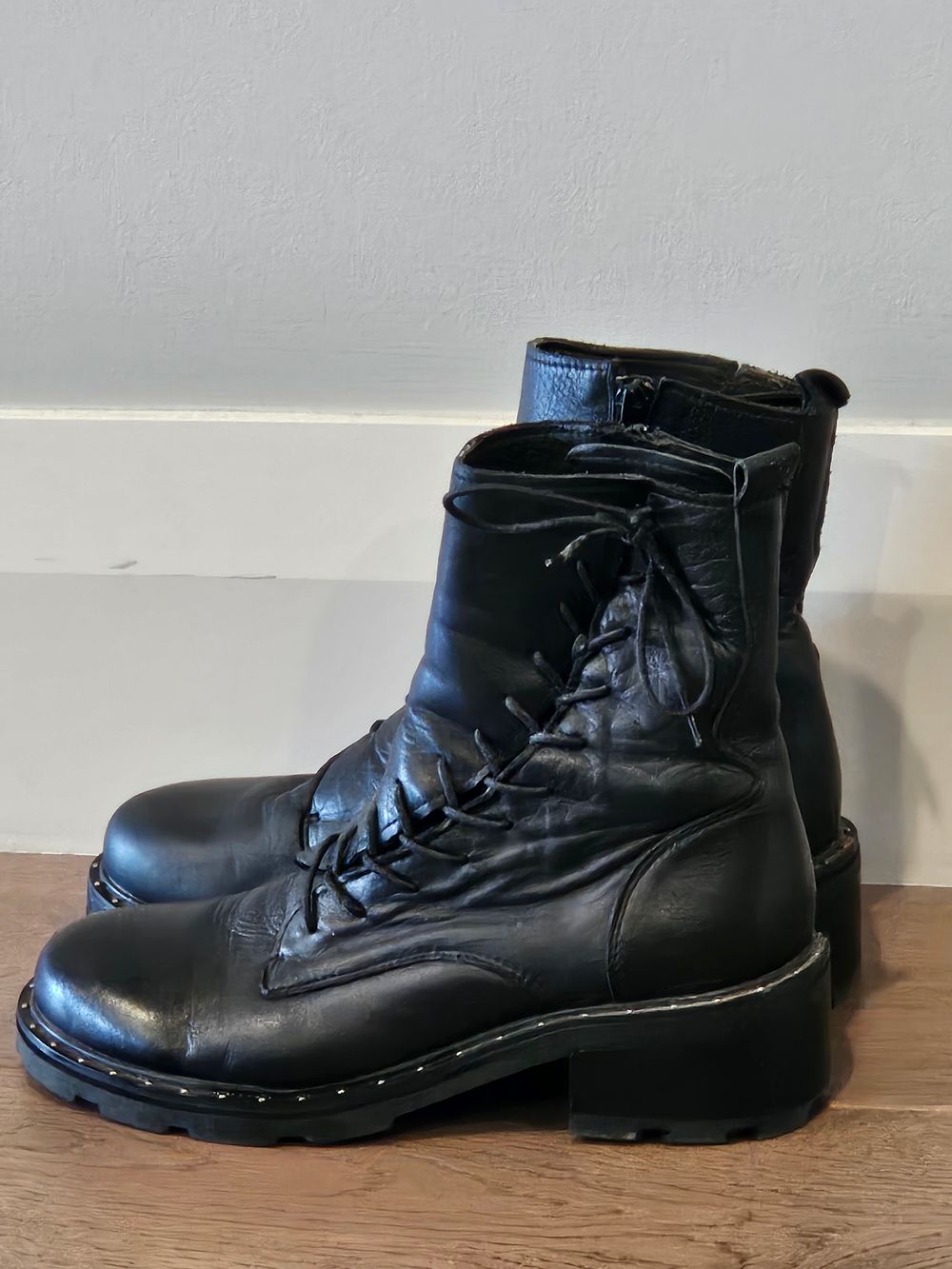 BRESLEY "Dingrid" Leather Ankle Boots – Size EU 38 | Black | Chunky Sole