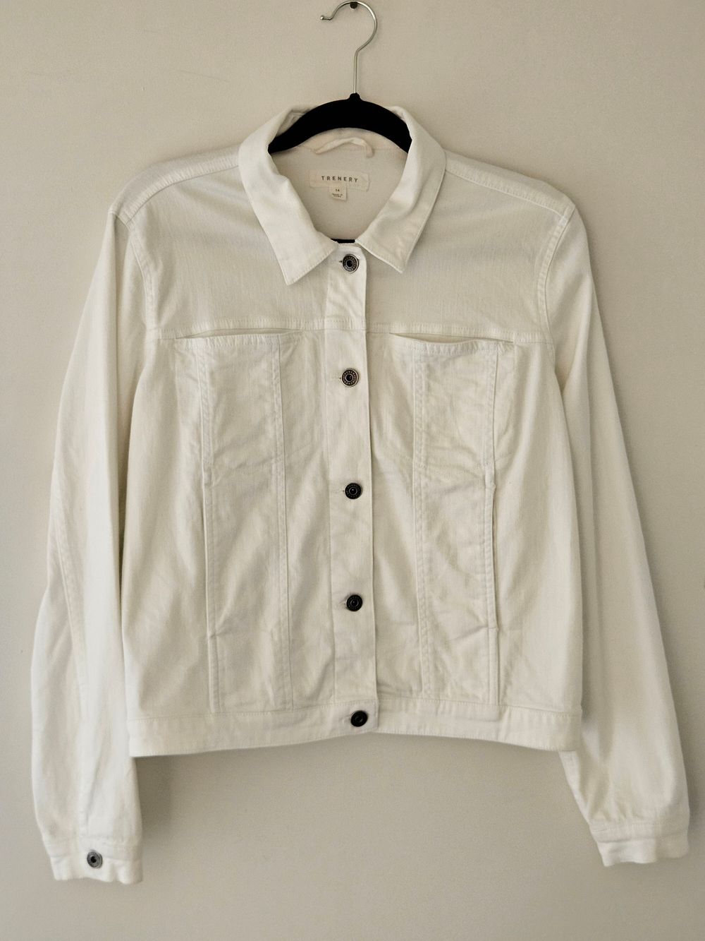 Trenery White Denim Jacket – Size 14 – Nice Condition