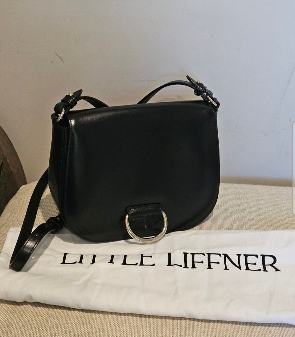 Little Liffner Medium D Saddle Bag – Black Leather