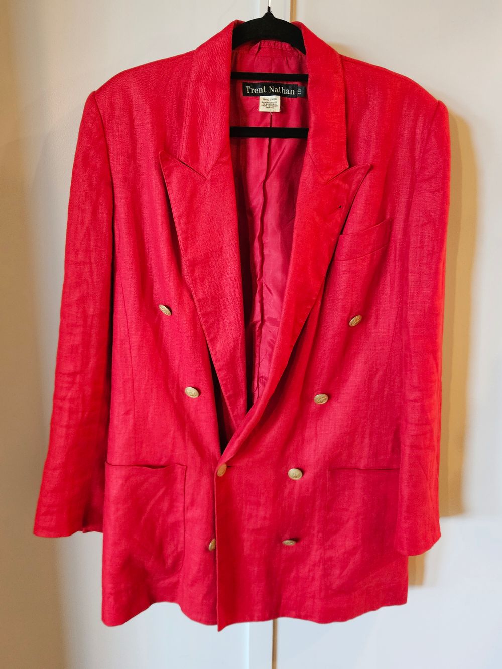 Vintage Trent Nathan 100% Linen Blazer – Size 10 – Deep Red