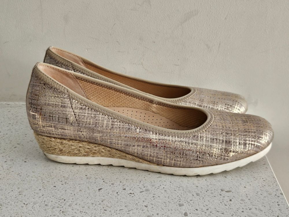 Gabor Comfort Metallic Wedge Shoes – UK 5/38 – Heel 4cm – Very Good Condition