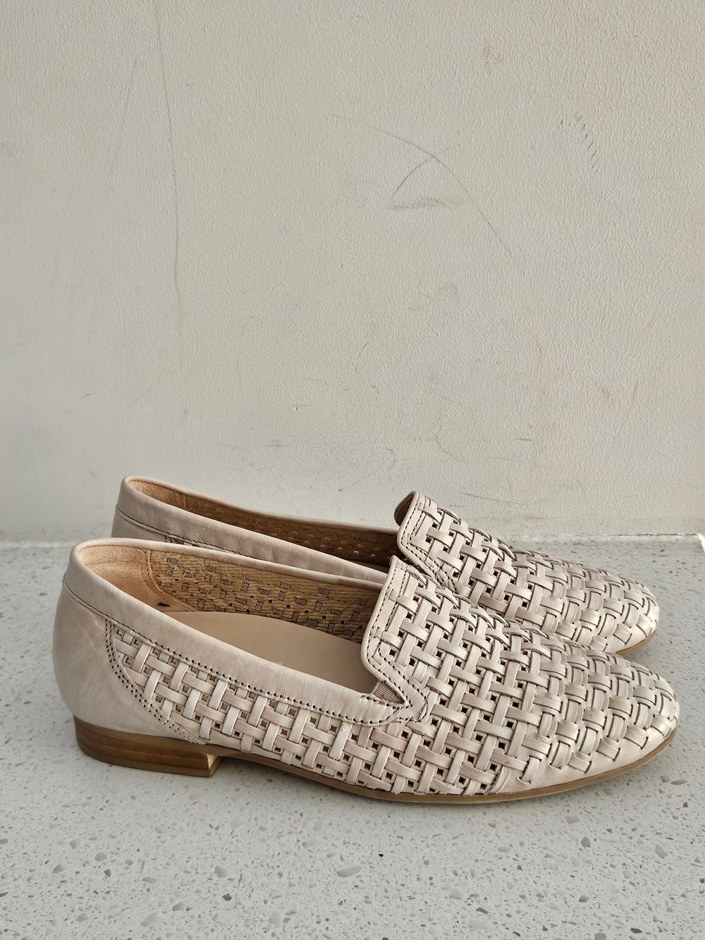 Gabor Comfort Woven Leather Loafers – UK 4 (G Width) – Nude