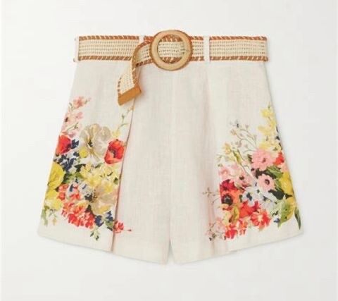 Zimmermann alight linen floral shorts with detachable belt. size 2