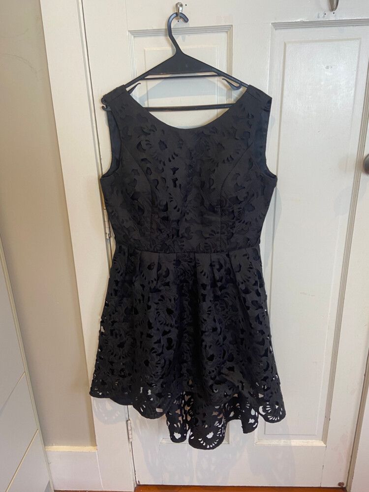 chinese dress ladies BRAND NEW CHI CHI LONDON BLACK & SILVER LACE OVERLAY FIT & FLARE SPECI –  Whispers Dress Agency main image 0