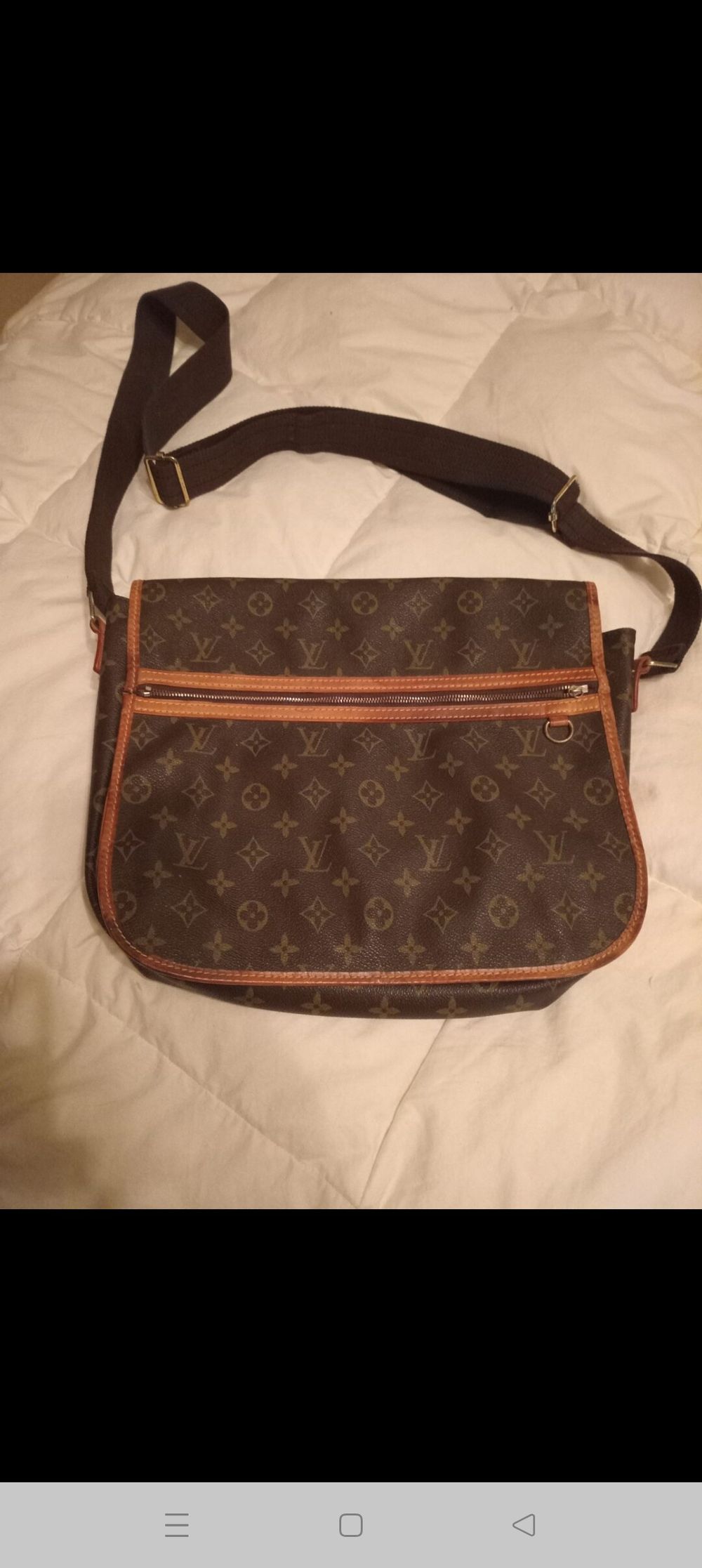 Louis Vuitton Brown Monogram Crossbody Bag. Damages noted