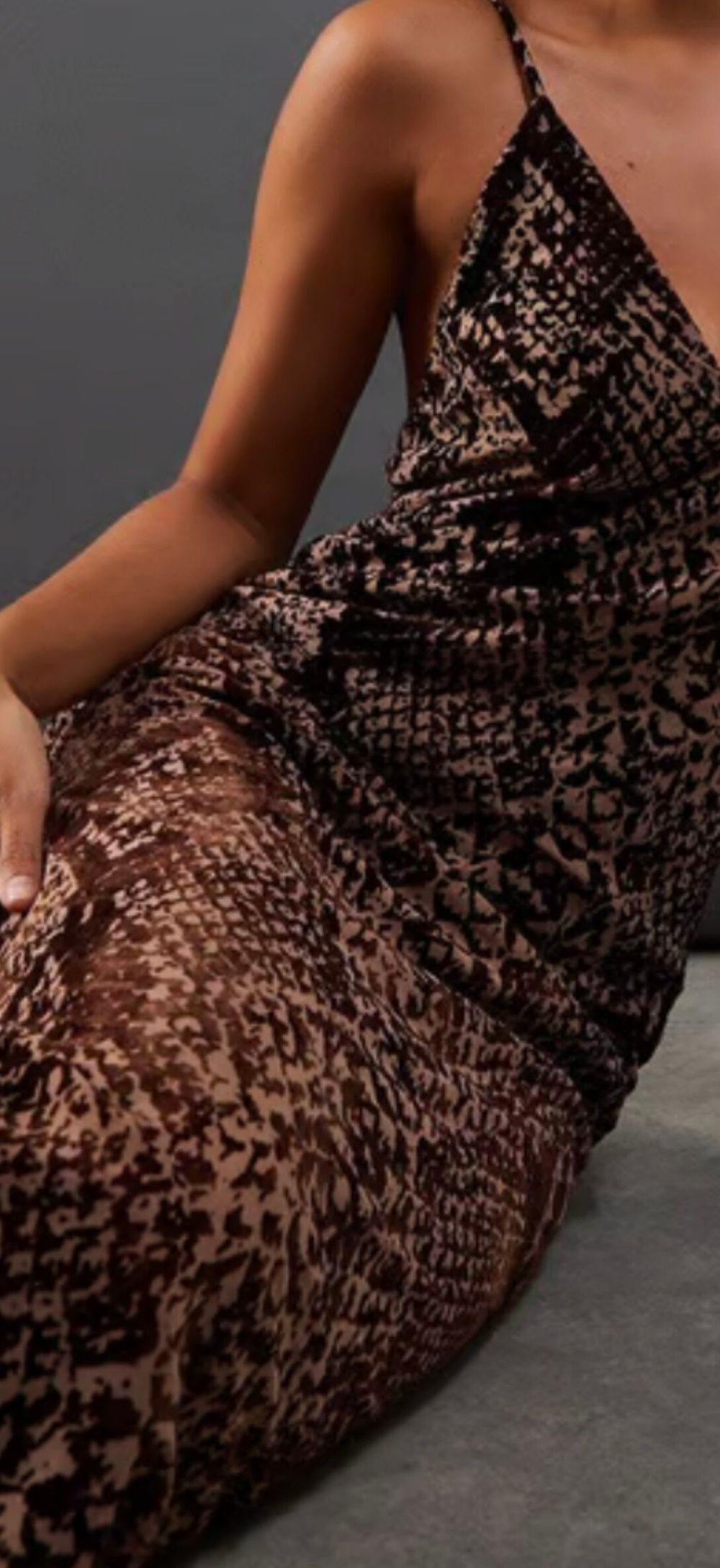 Snake print cowl neck halter dress