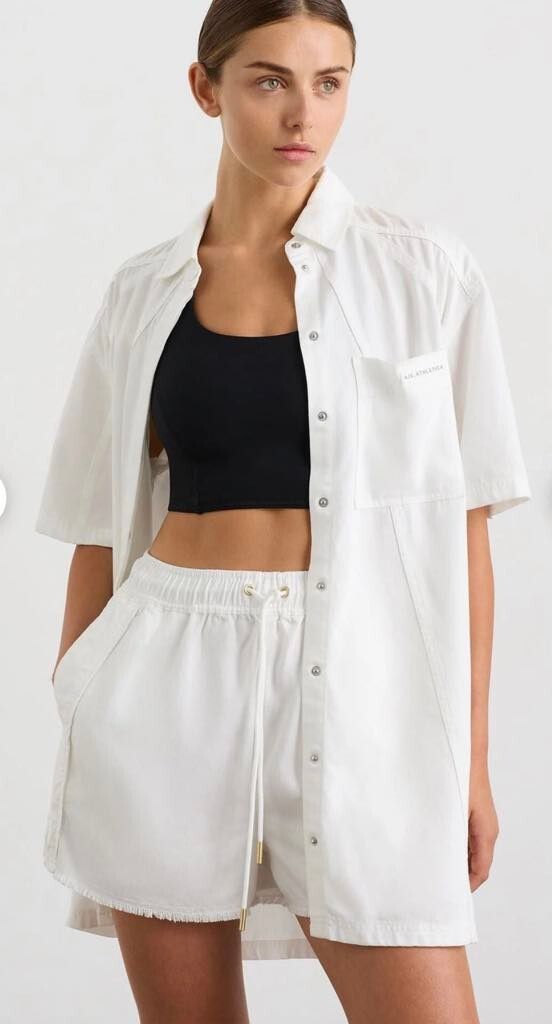 Aje Athletica White Longline Shirt Size AU/UK 14 US 10 | Minimal luxe activewear