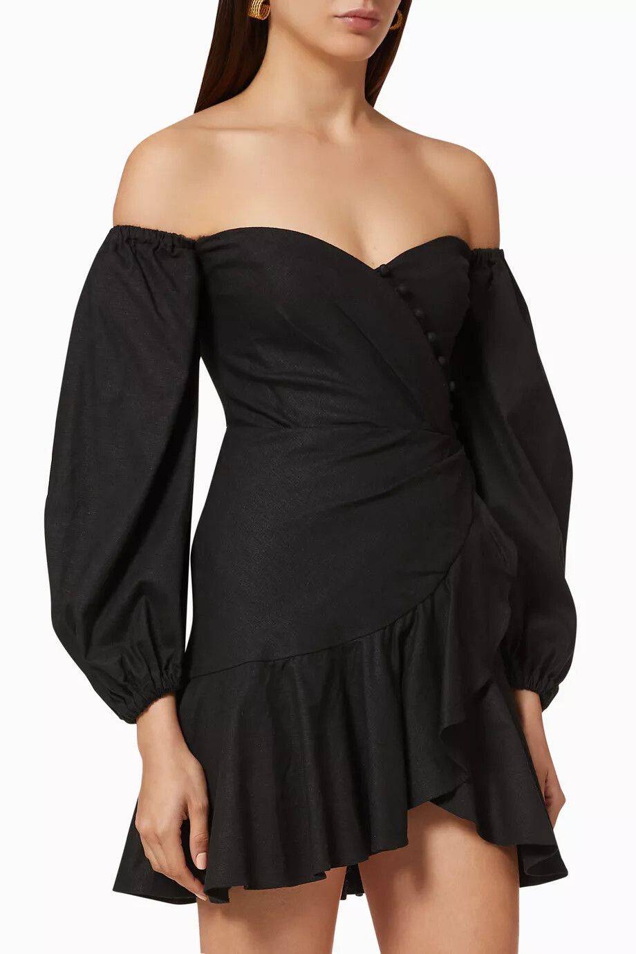 Jasmine Black Off Shoulder Mini Dress