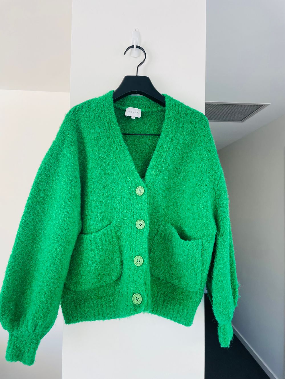 Steele Green Knit Boucle Cardigan Size S