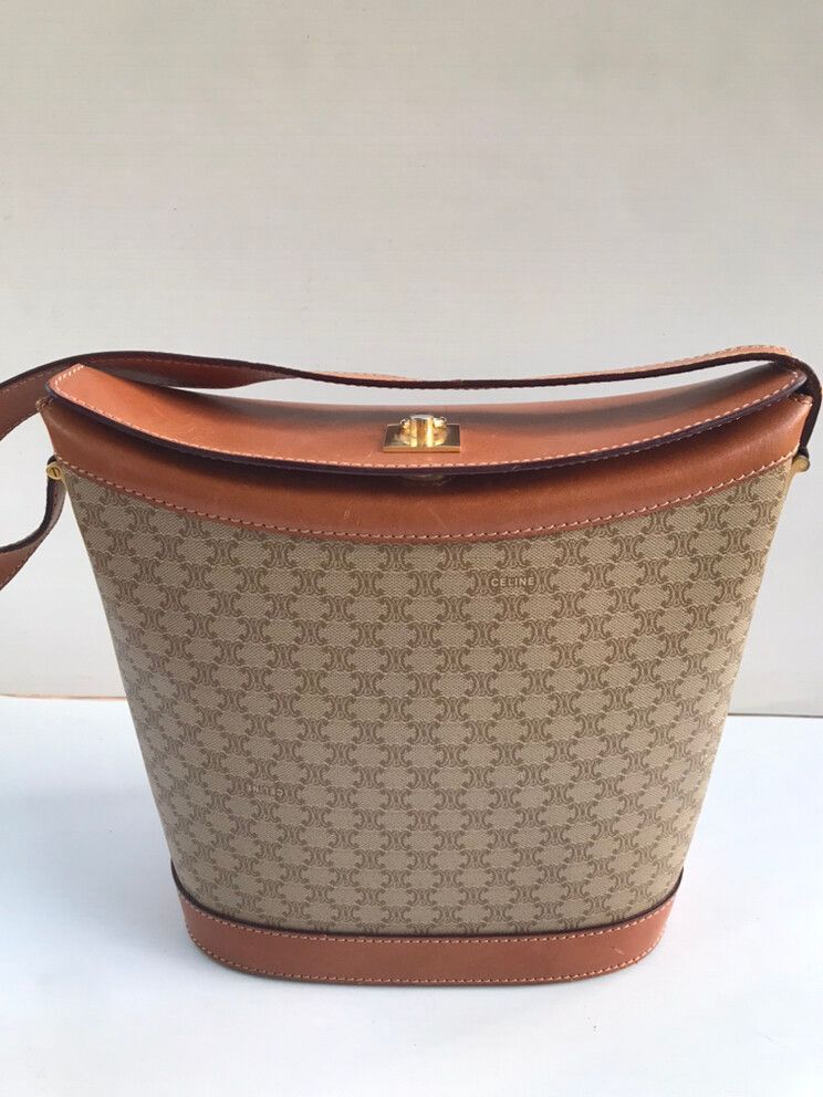 Authentic Celine Brown Macadam Bucket Bag