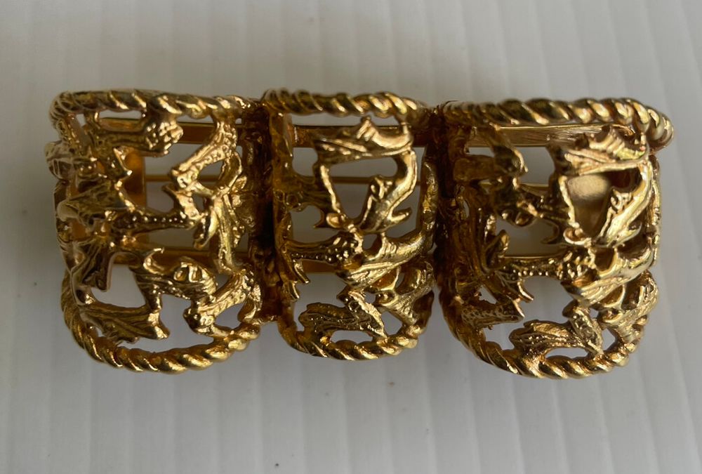 Authentic Salvatore Ferragamo Gold Tone Brooch