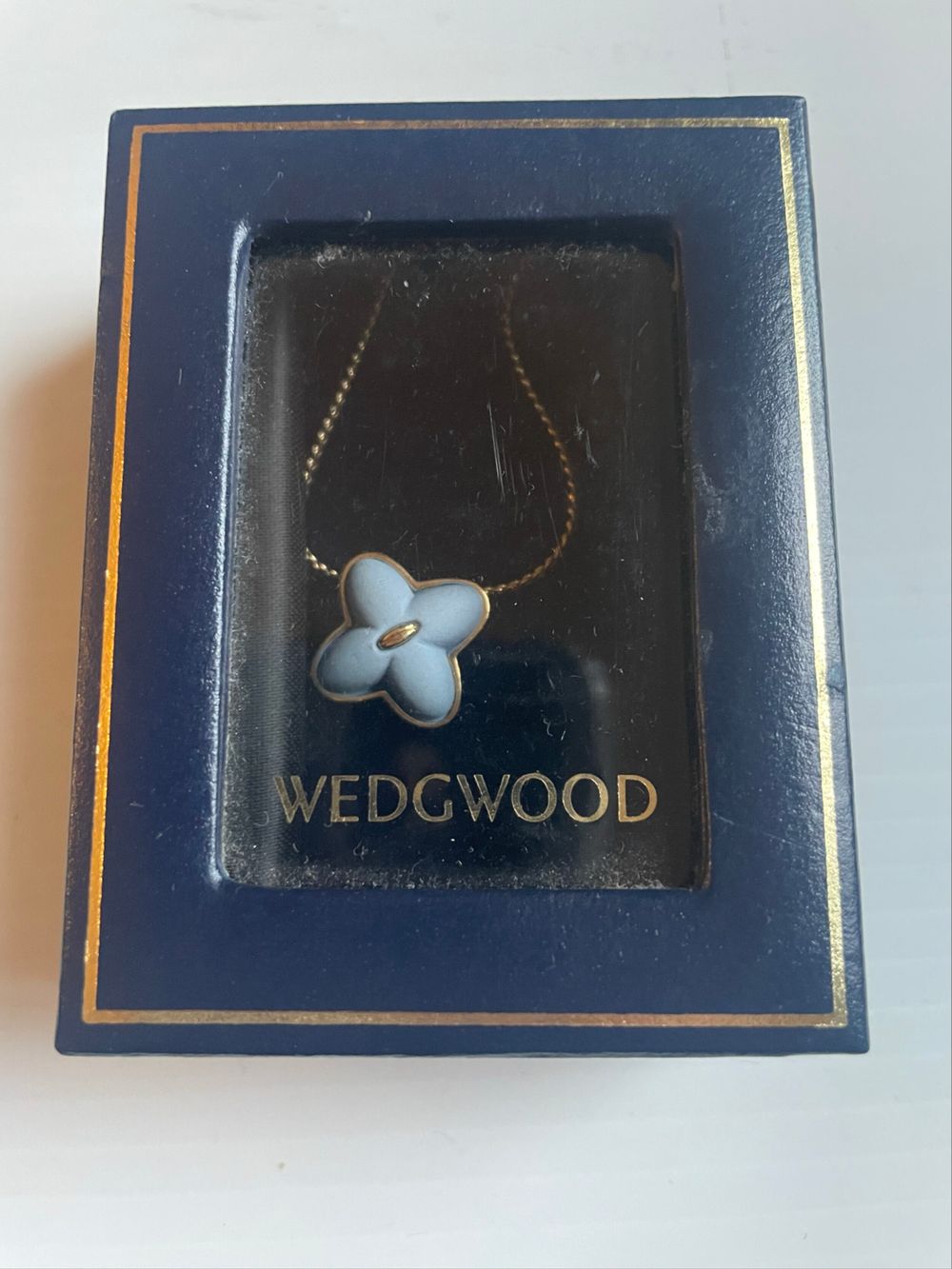 Wedgwood Blue Flower Pendant Necklace