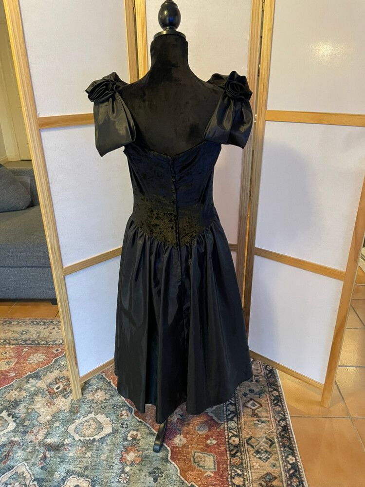 Purple Patch Black Velvet Midi Dress