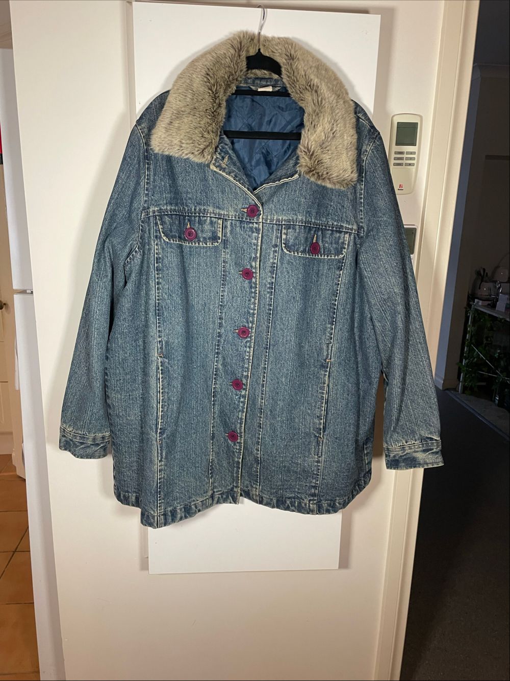 Target Blue Denim Jacket With Faux Fur Collar