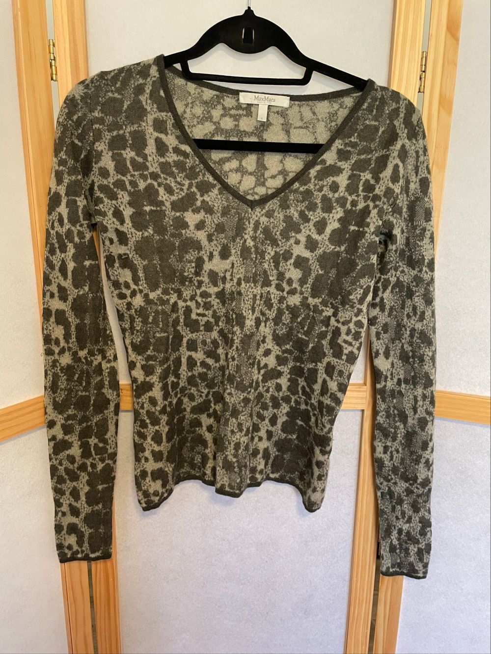 MaxMara Grey Leopard Print Knit Jumper