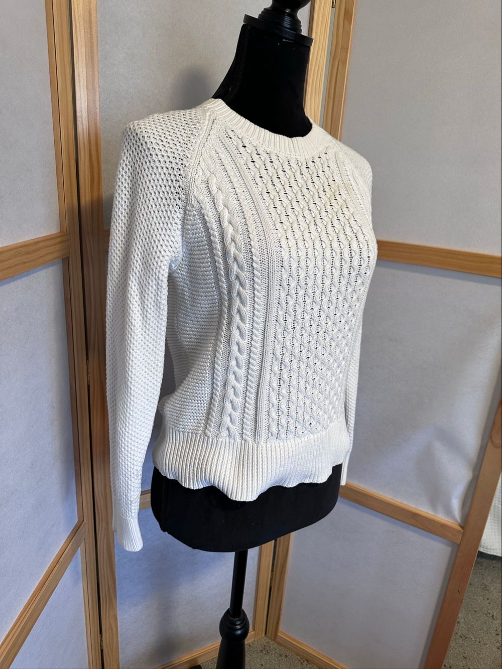 UNIQLO White Cotton Cable Knit Jumper