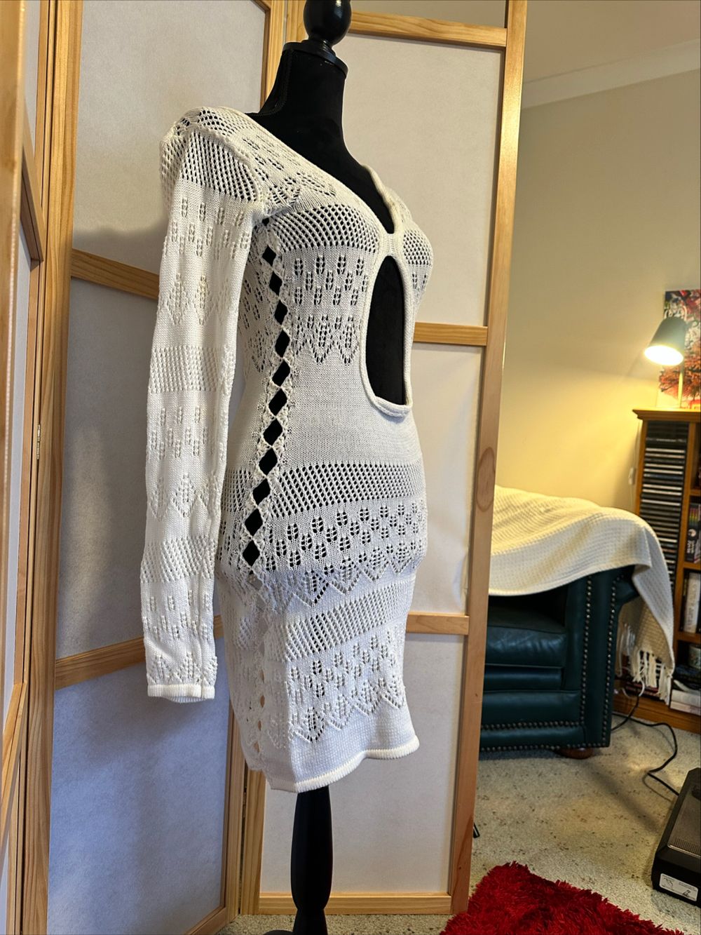 Edikted White Knit Mini Dress