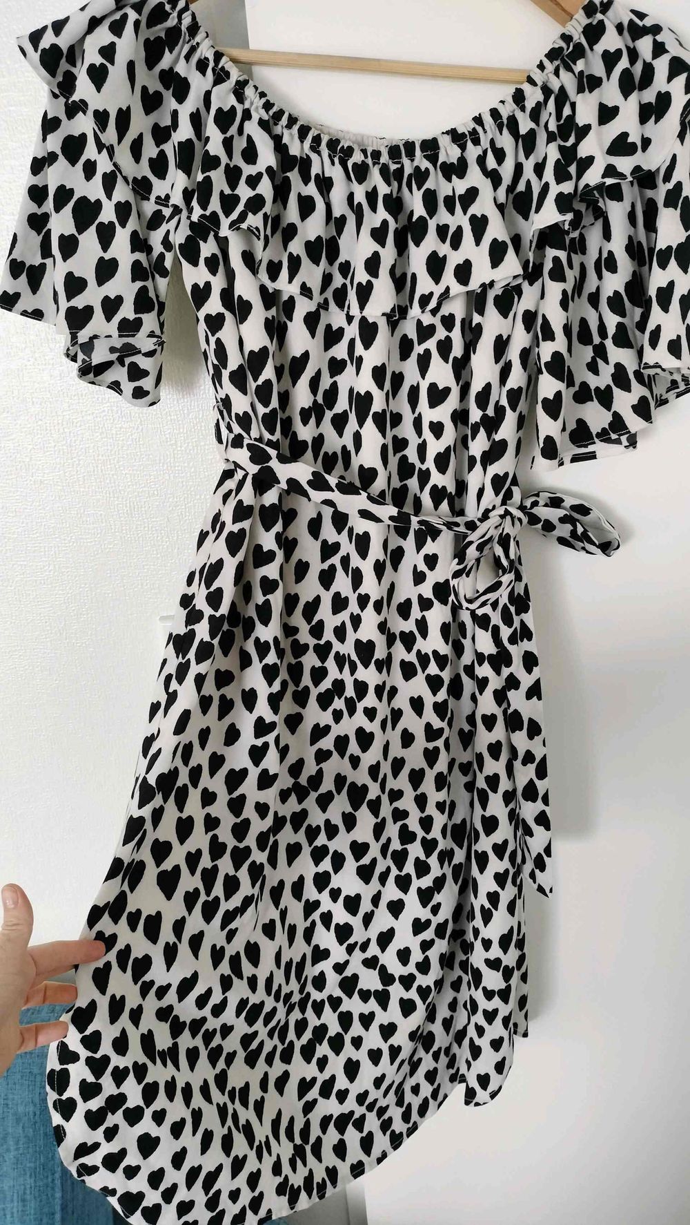 Charlo White Black Heart Print Dress