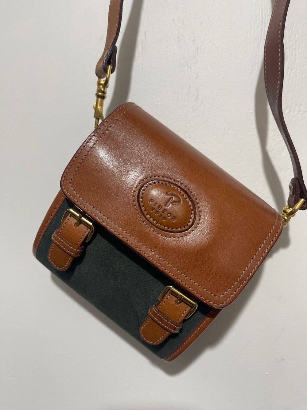 Pigeon Brown and Green Crossbody Bag