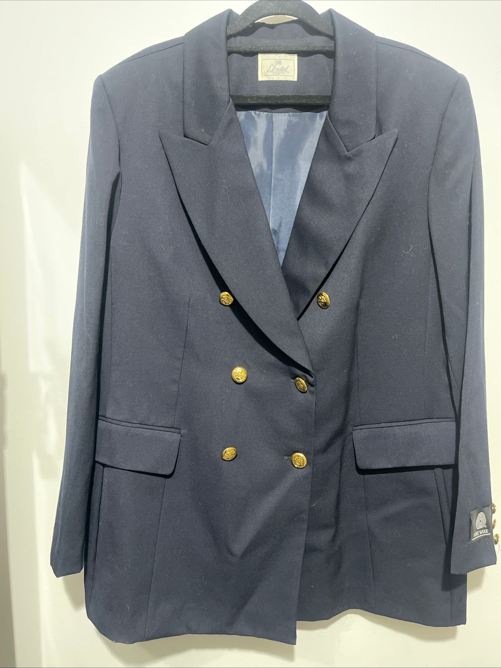 Vintage Pure Wool Navy Double Breasted Blazer