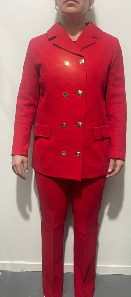 Vintage Red Two-Piece Pantsuit/Statement Power Suit