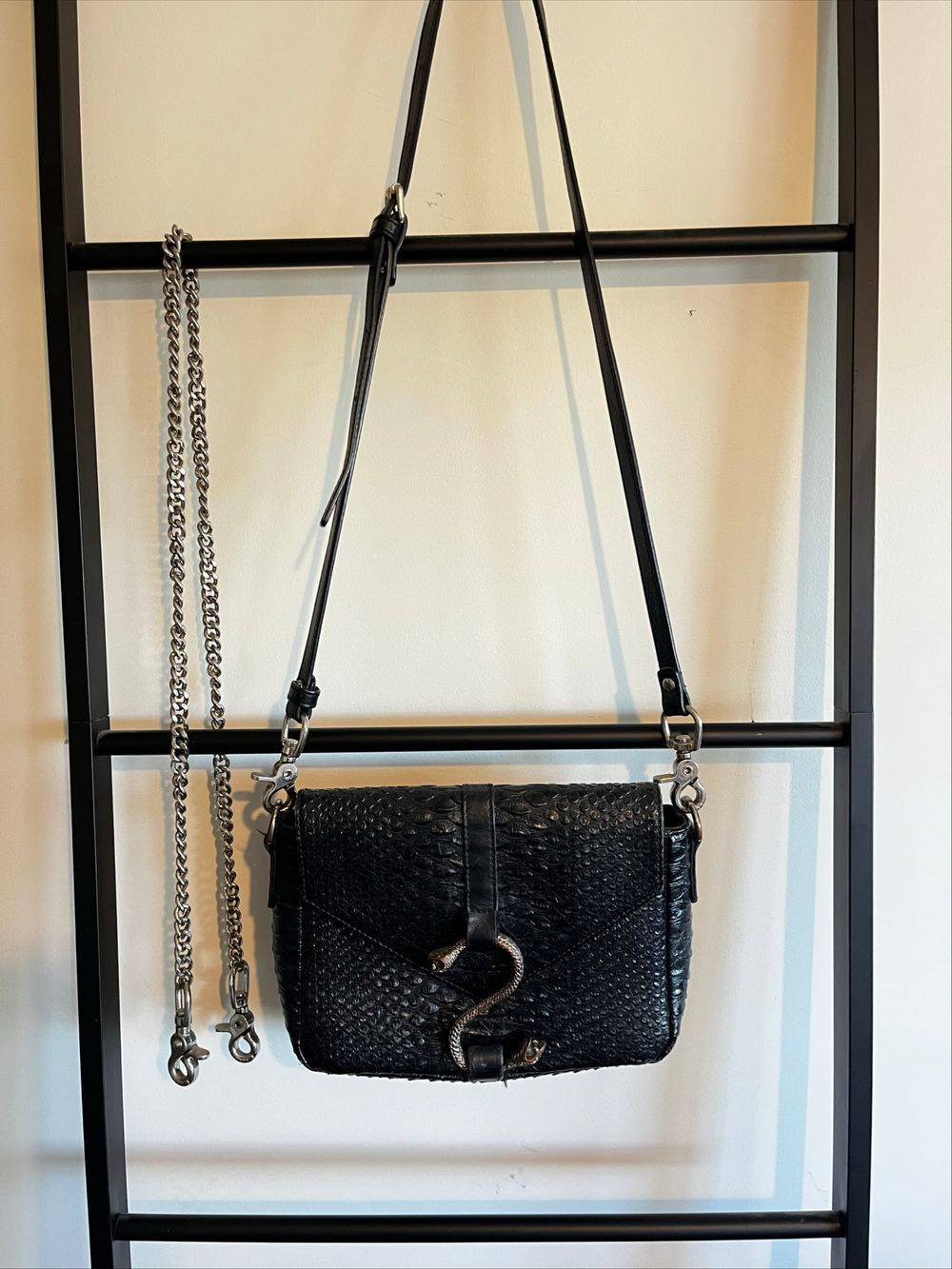 Stolen Girlfriends Club Black Snake Embossed Bag